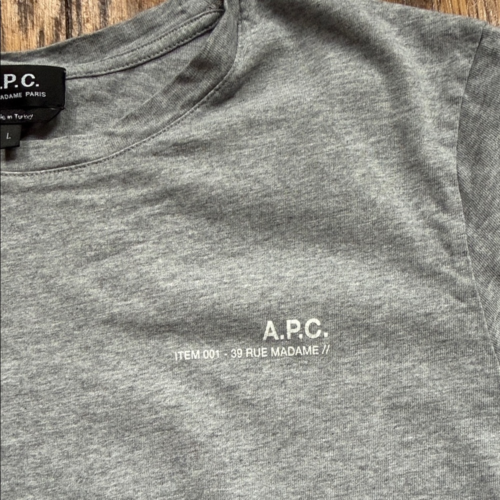 A.P.C. Light Gray Short Sleeve Tee - Picture 4 of 6